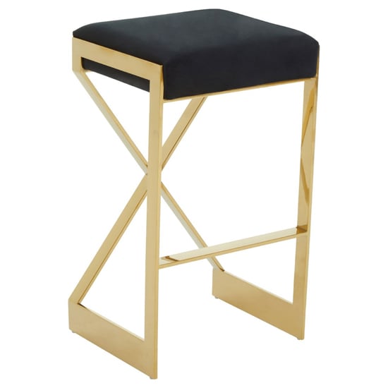 Product photograph of Azaltro Black Velvet Bar Stool With Gold Steel Frame from Furniture in Fashion