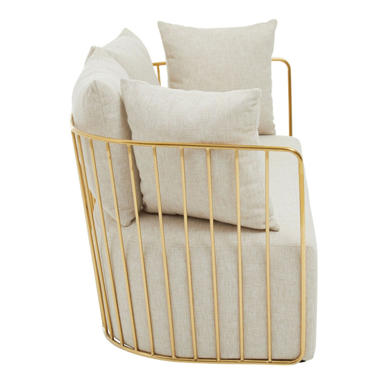 Azaltro Fabric 2 Seater Sofa With Gold Steel Frame In Natural