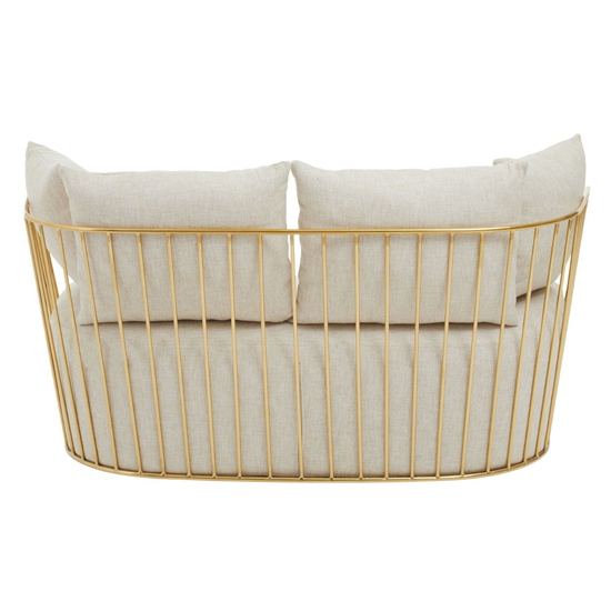 Azaltro Fabric 2 Seater Sofa With Gold Steel Frame In Natural