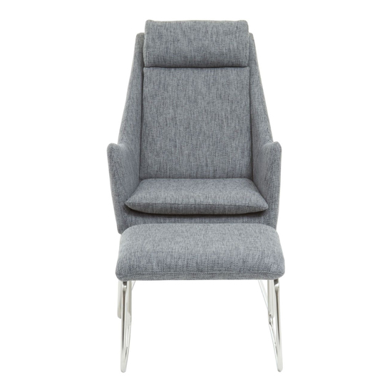 Azaltro Fabric Bedroom Chair With Footstool In Grey