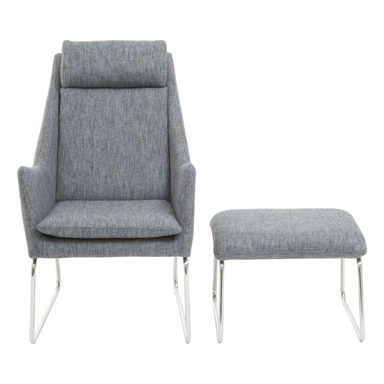 Azaltro Fabric Bedroom Chair With Footstool In Grey