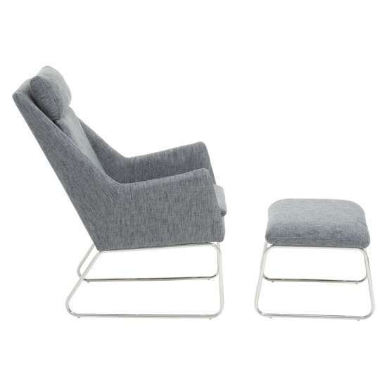 Azaltro Fabric Bedroom Chair With Footstool In Grey