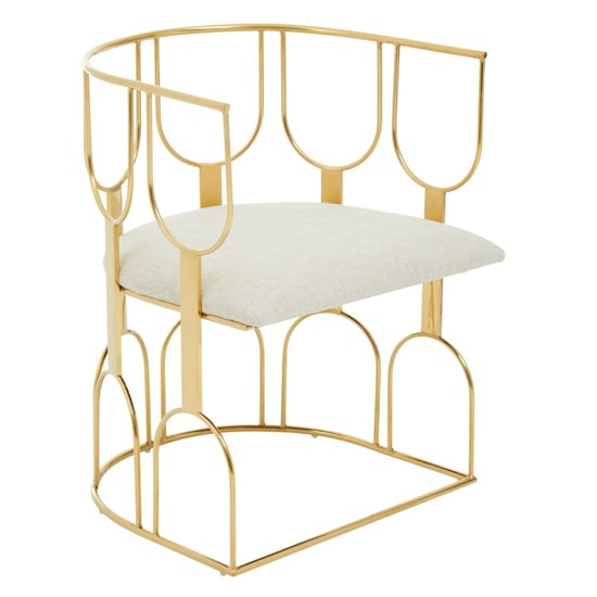 Product photograph of Azaltro Fabric Bedroom Chair With Gold Metal Frame In Natural from Furniture in Fashion