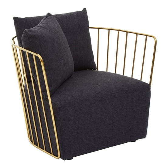 Photo of Azaltro fabric lounge chair with gold steel frame in black