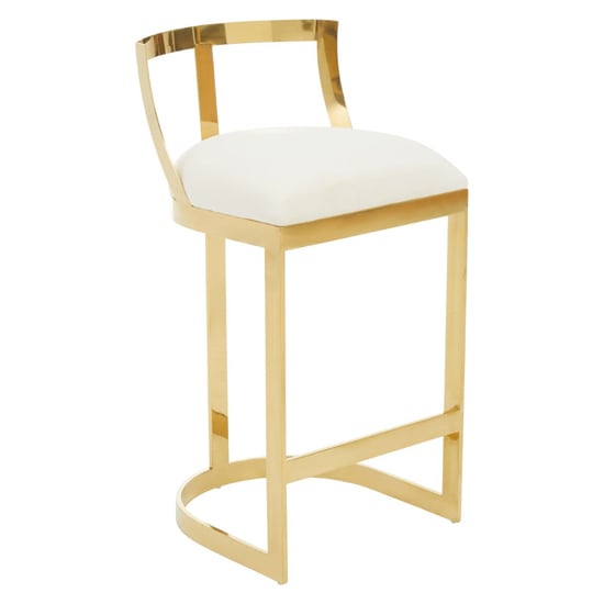Azaltro Ivory Velvet Bar Chair With Gold Steel Frame