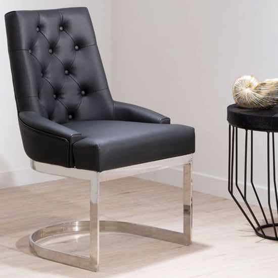 Azaltro Upholstered Faux Leather Dining Chair In Black