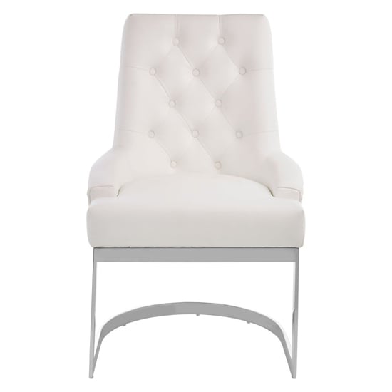 Azaltro Upholstered Velvet Dining Chair In Ivory_3