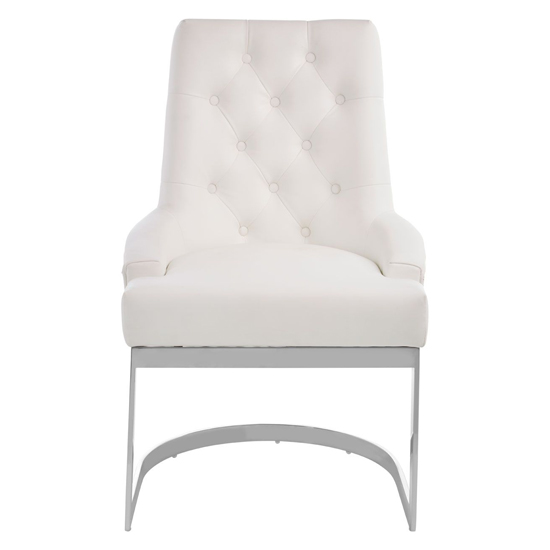 Azaltro Upholstered Velvet Dining Chair In Ivory_3