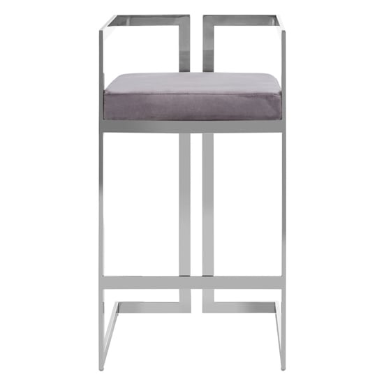 Photo of Azaltro velvet bar stool in grey with silver metalframe