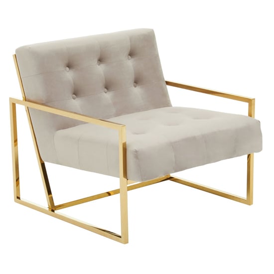 Azaltro Velvet Lounge Chair With Gold Steel Frame In Mink