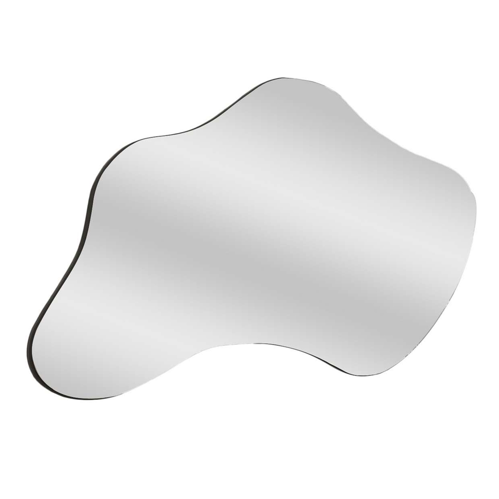 Azeila Wavy Organic Wall Mirror with Black Wooden Frame