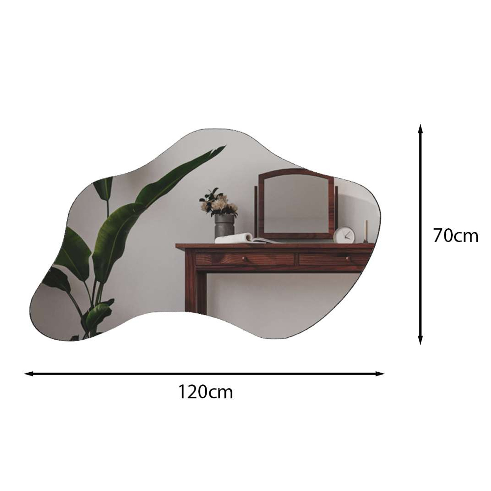 Azeila Wavy Organic Wall Mirror with Black Wooden Frame