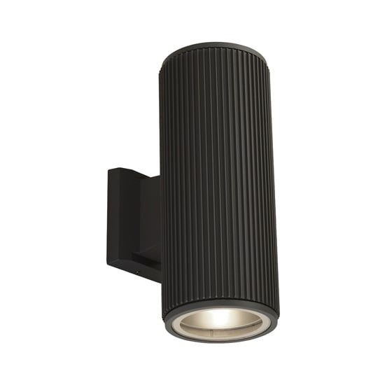 Azha Outdoor Up Down Wall Light In Black With Clear Glass_2