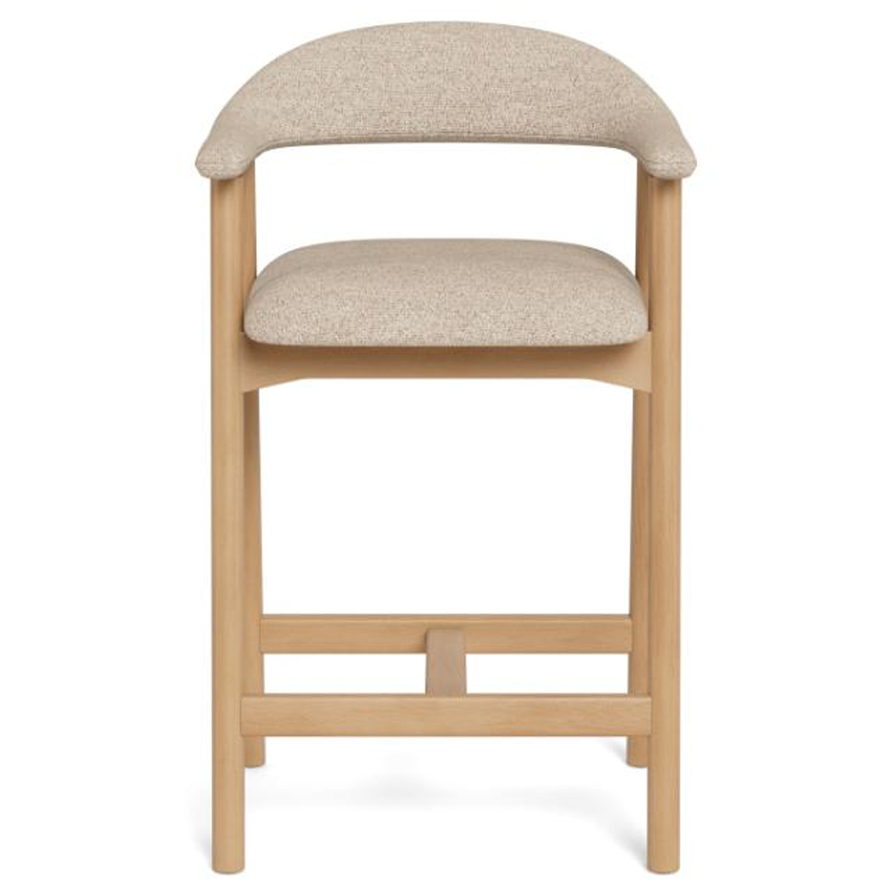 Aztec Fabric Bar Stools With Wooden Frame In Pair - Sand