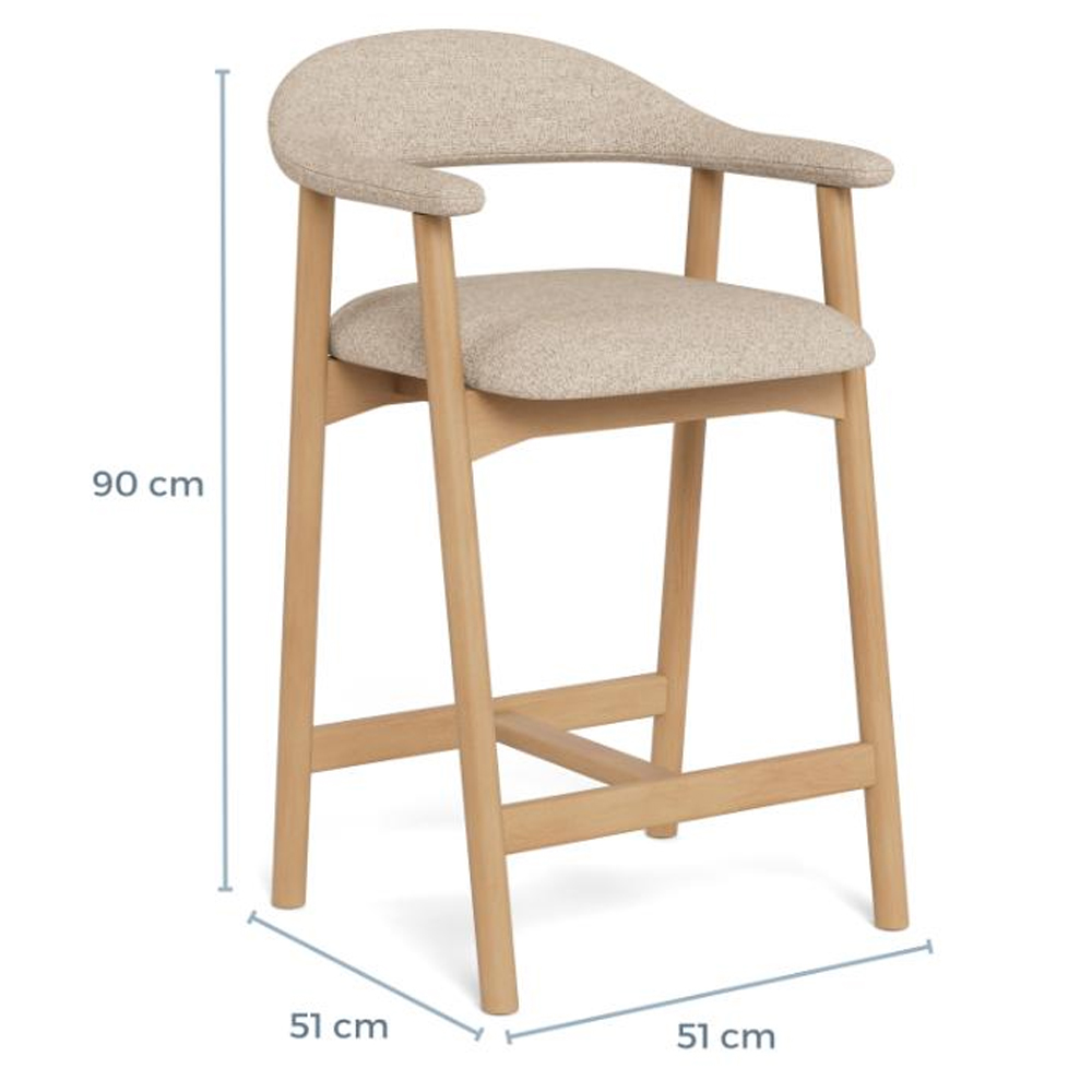 Aztec Fabric Bar Stools With Wooden Frame In Pair - Sand