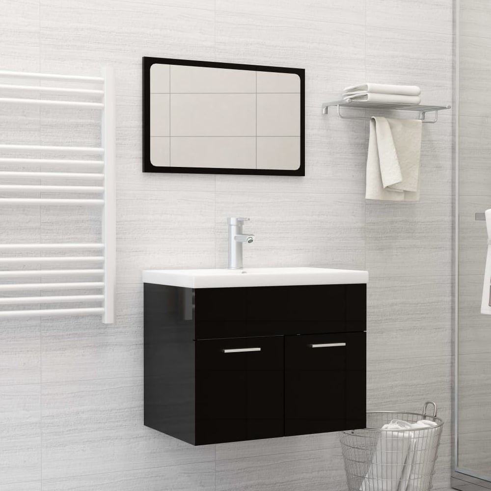 Read more about Aztec high gloss 2 piece bathroom furniture set in black