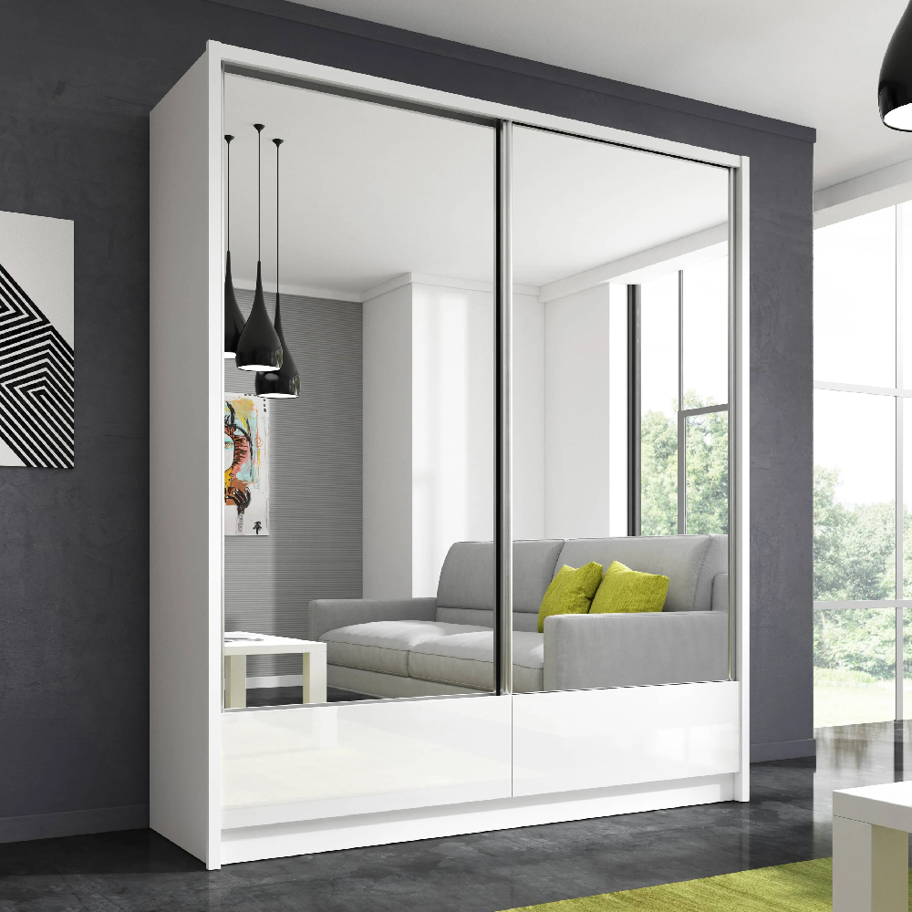 Read more about Aztec mirrored gloss wardrobe 184cm with 2 sliding doors in white