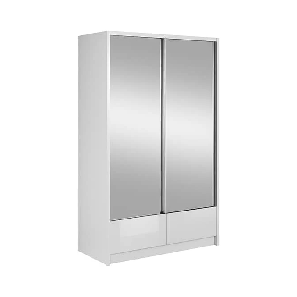 Read more about Aztec mirrored wardrobe 134cm with 2 sliding doors in white gloss