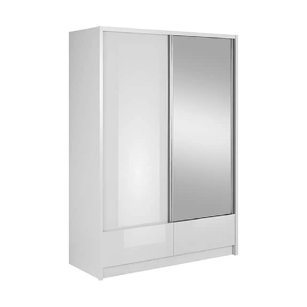 Read more about Aztec mirrored wardrobe 154cm with 2 sliding doors in white gloss