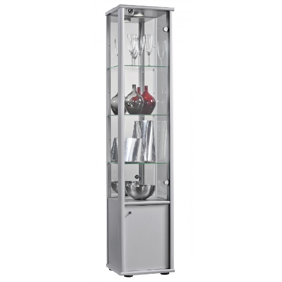Aztec Contemporary Display Cabinet In Silver With 1 Door