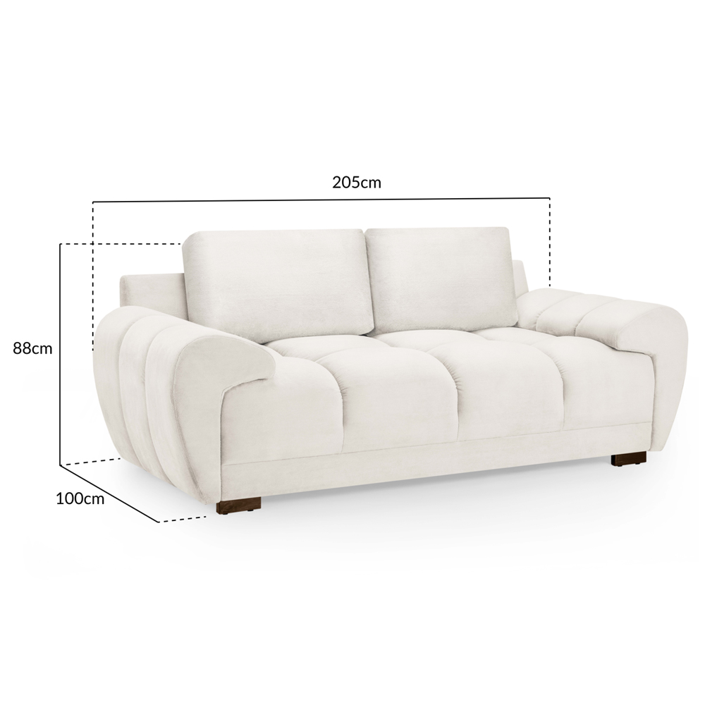Aztec Plush Velvet 2 Seater Sofa In Cream