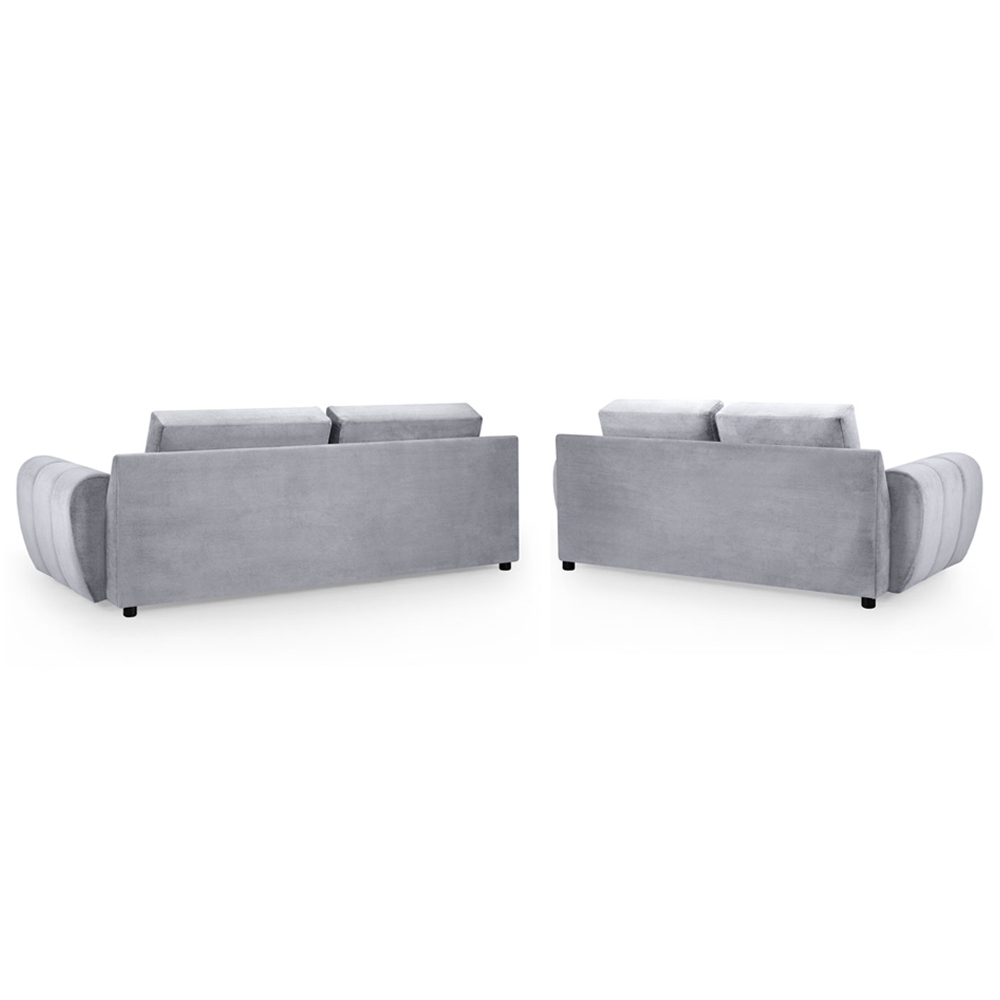 Aztec Plush Velvet 3+2 Seater Sofa Set In Grey