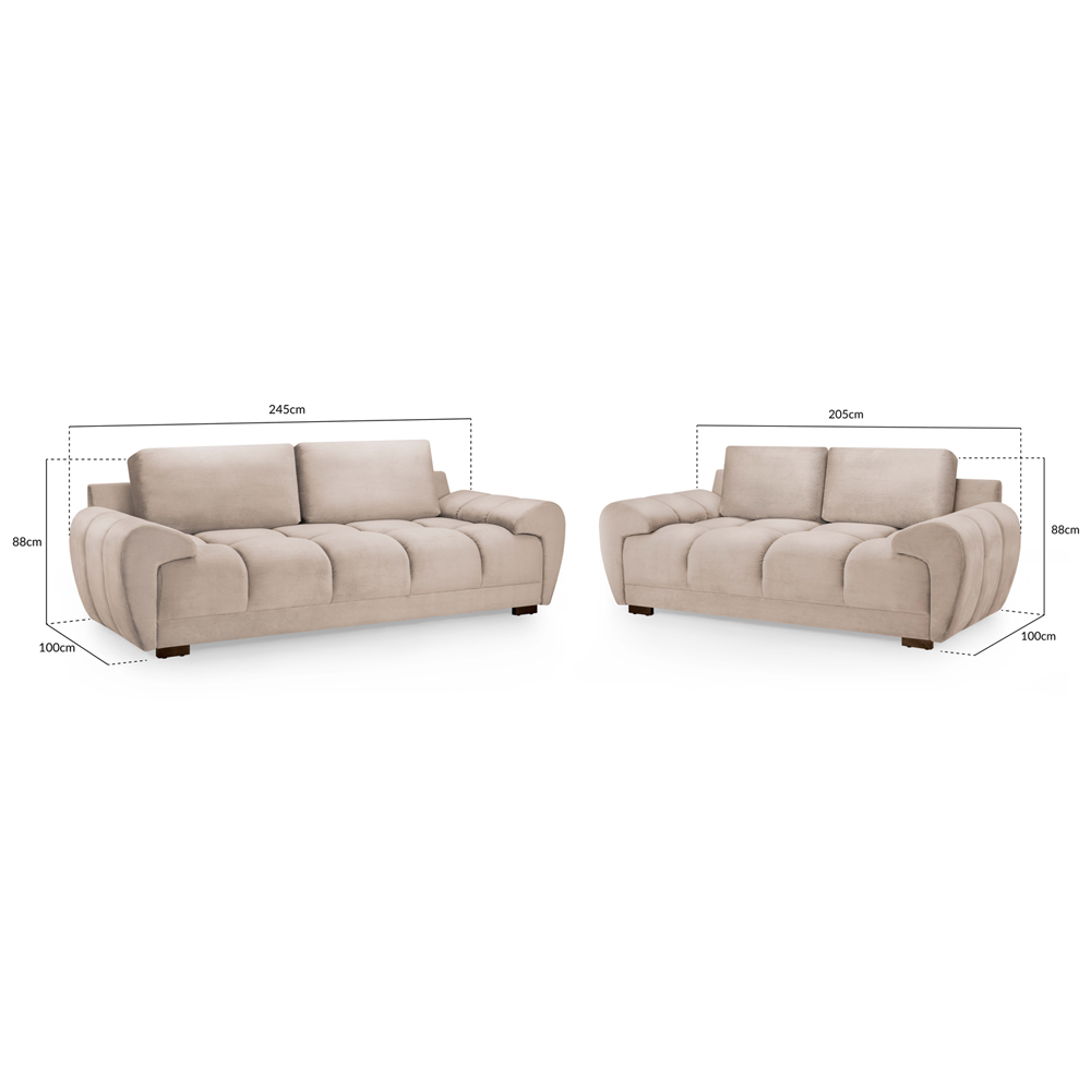 Aztec Plush Velvet 3+2 Seater Sofa Set In Mocha