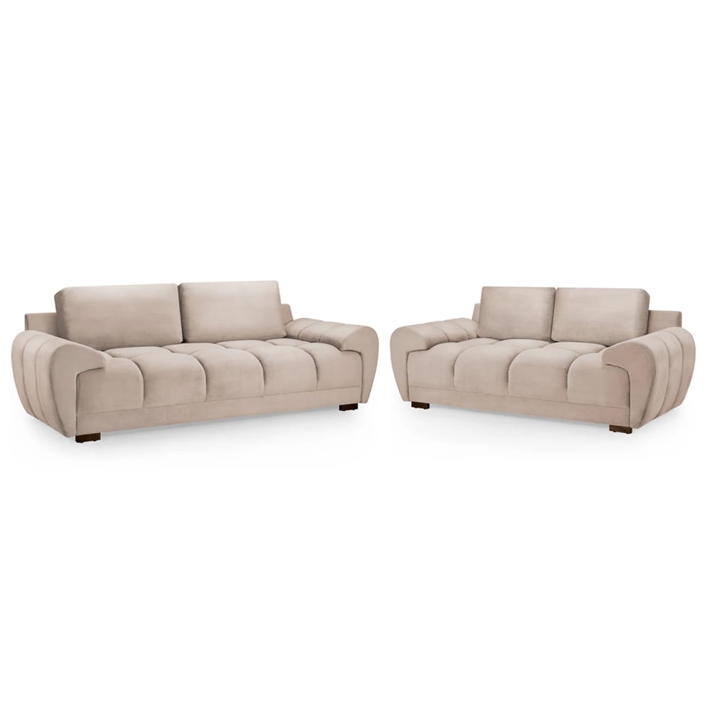 Read more about Aztec plush velvet 3+2 seater sofa set in mocha