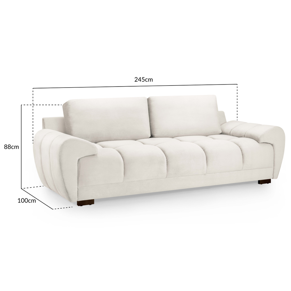 Aztec Plush Velvet 3 Seater Sofa In Cream