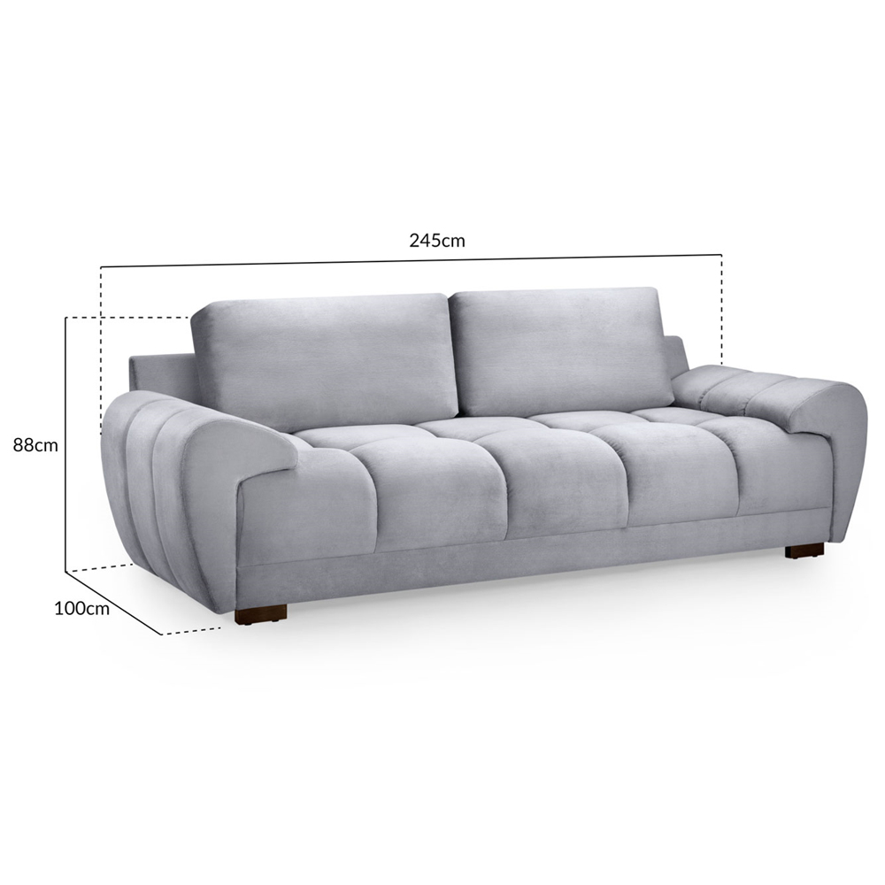 Aztec Plush Velvet 3 Seater Sofa In Grey