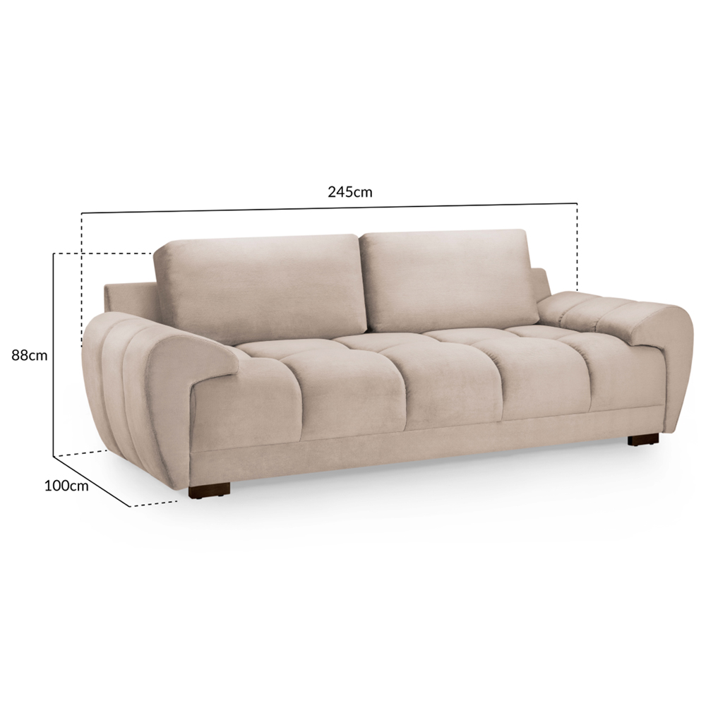 Aztec Plush Velvet 3 Seater Sofa In Mocha