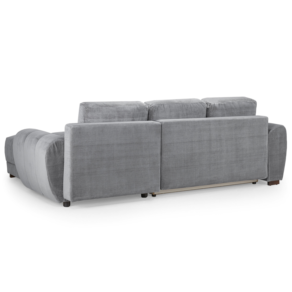 Aztec Plush Velvet Corner Sofa Bed In Grey