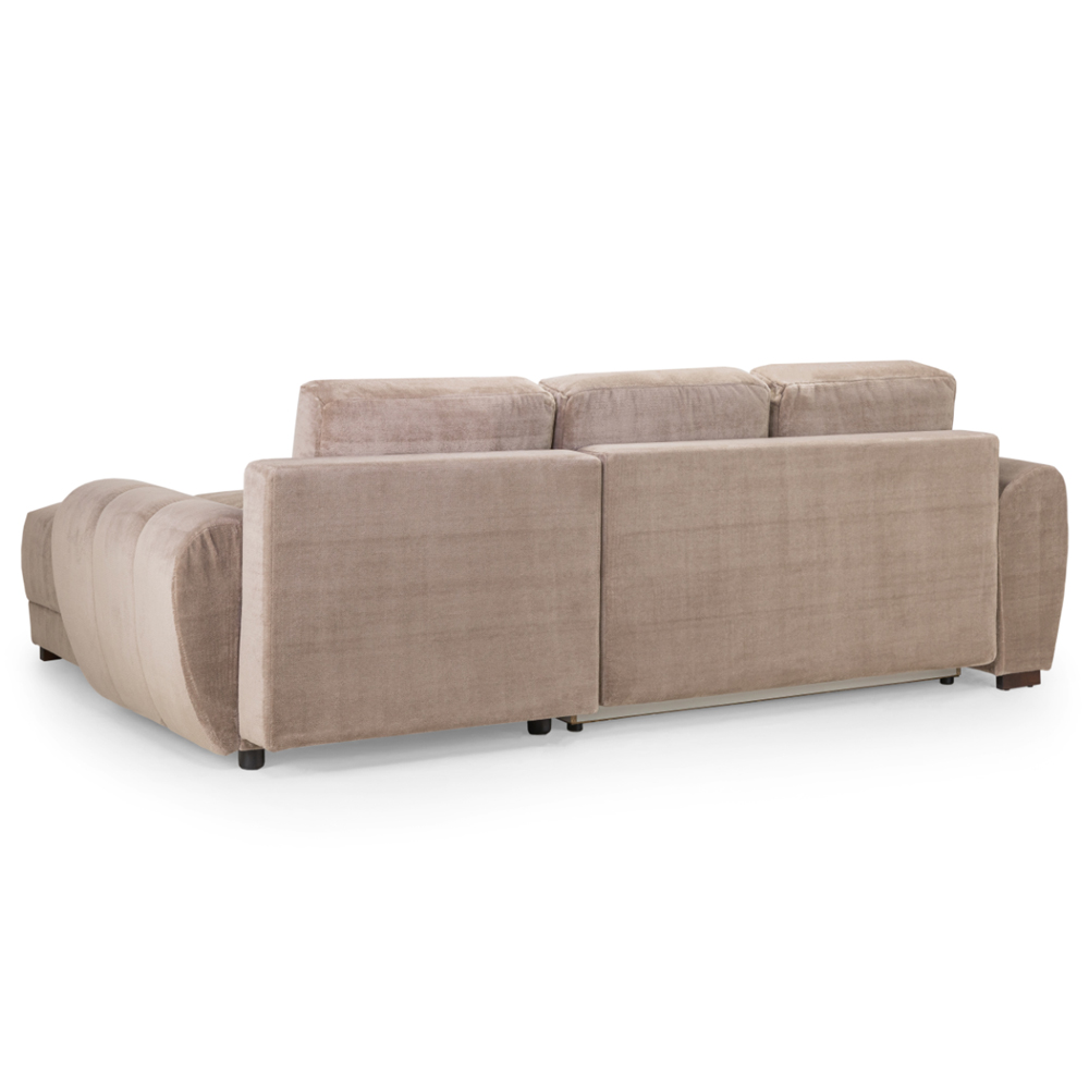 Aztec Plush Velvet Corner Sofa Bed In Mocha