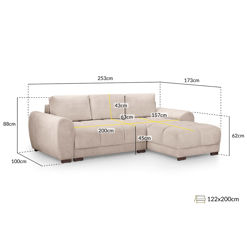 Aztec Plush Velvet Corner Sofa Bed In Mocha