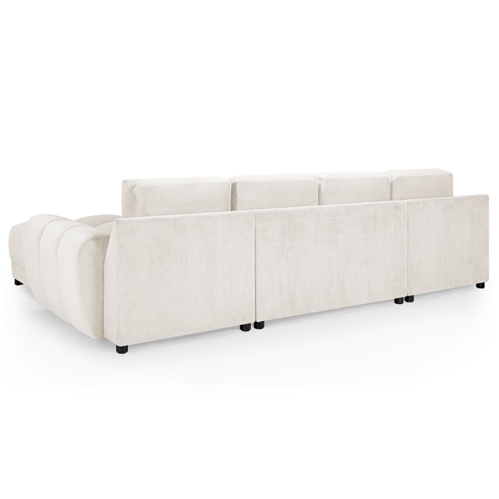 Aztec Plush Velvet U Shaped Corner Sofa In Cream