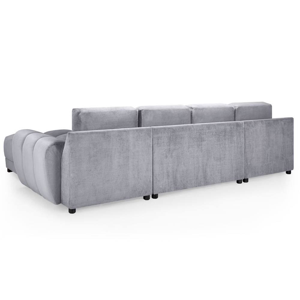 Aztec Plush Velvet U Shaped Corner Sofa In Grey