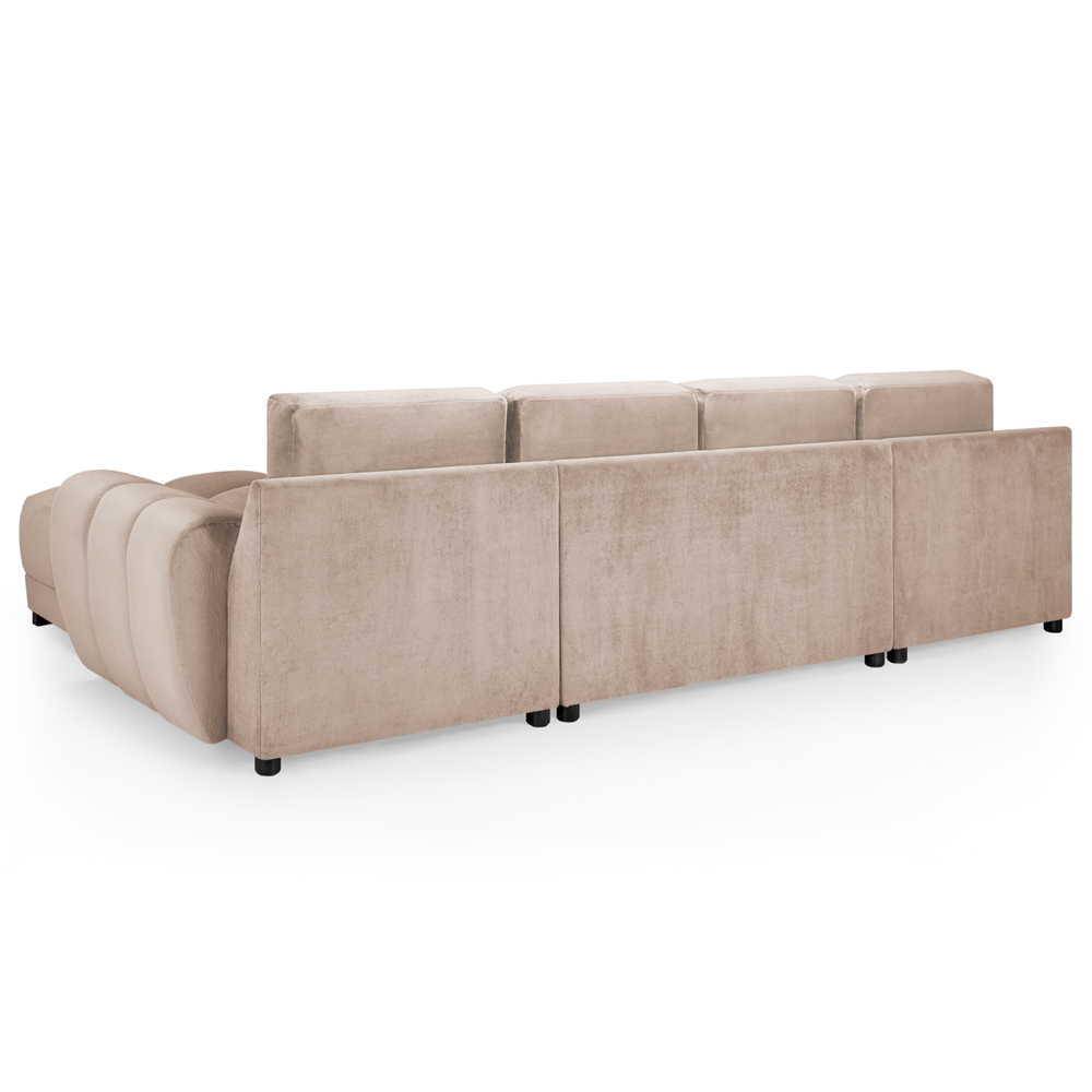 Aztec Plush Velvet U Shaped Corner Sofa In Mocha