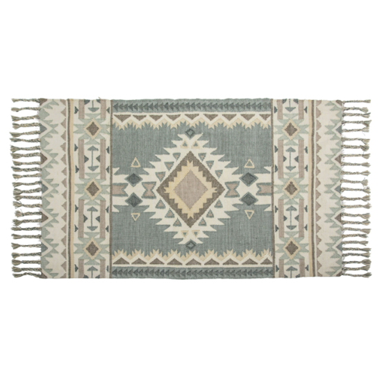 Read more about Azteca killim small rectangular fabric rug in grey