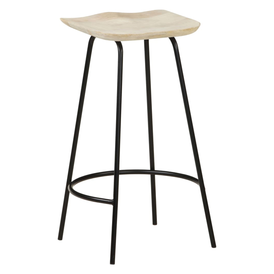 Azul Set Of 4 Wooden Bar Stools With Black Frame In Natural