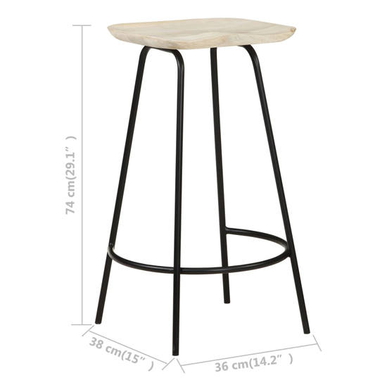 Azul Set Of 4 Wooden Bar Stools With Black Frame In Natural