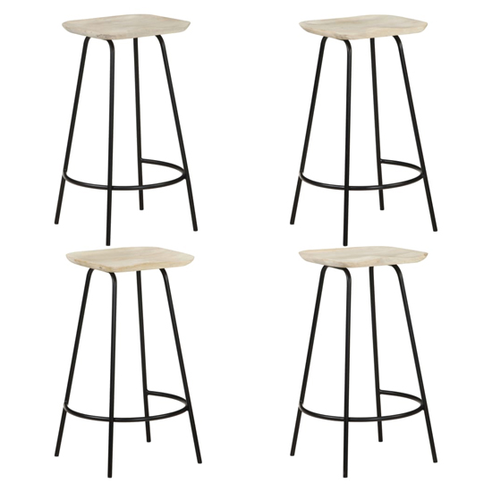 Read more about Azul set of 4 wooden bar stools with black frame in natural