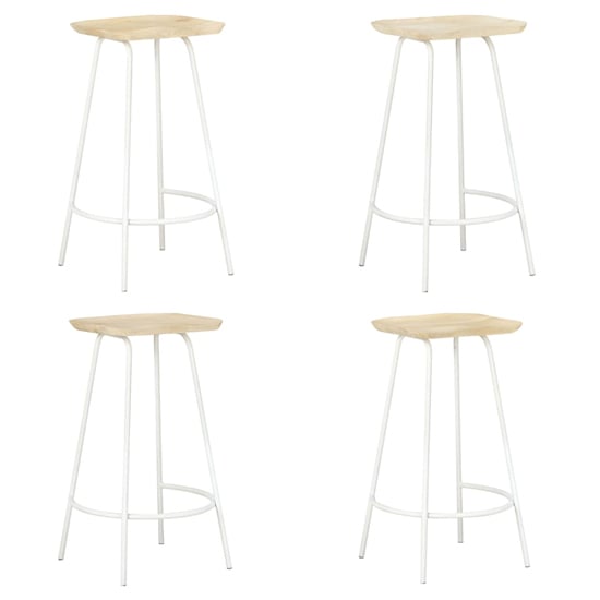 Azul Set Of 4 Wooden Bar Stools With White Frame In Natural