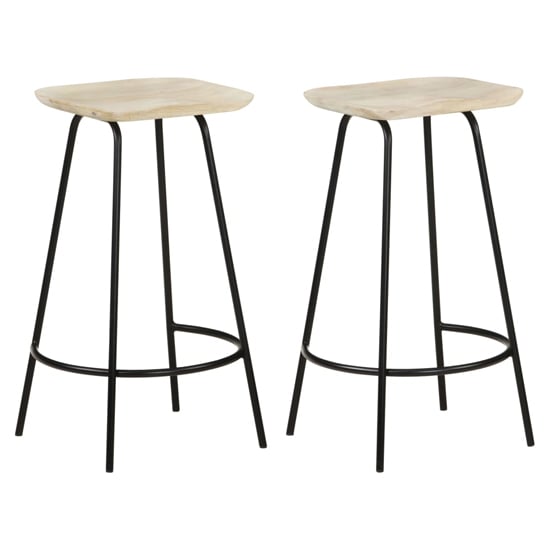 Azul Natural Wooden Bar Stools With Black Metal Frame In A Pair_1