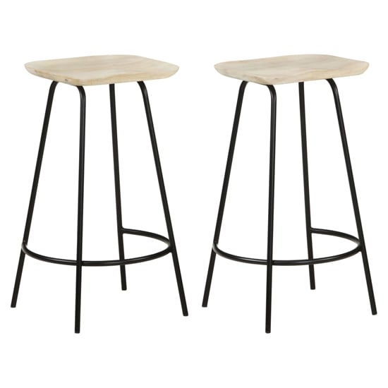 Read more about Azul natural wooden bar stools with black metal frame in a pair