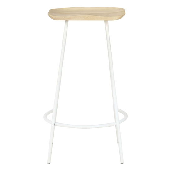 Azul Natural Wooden Bar Stools With White Metal Frame In A Pair_3