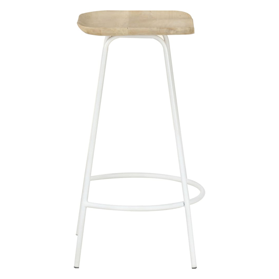 Azul Natural Wooden Bar Stools With White Metal Frame In A Pair