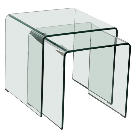 Azure Curved Glass Nest Of 2 Tables In Clear