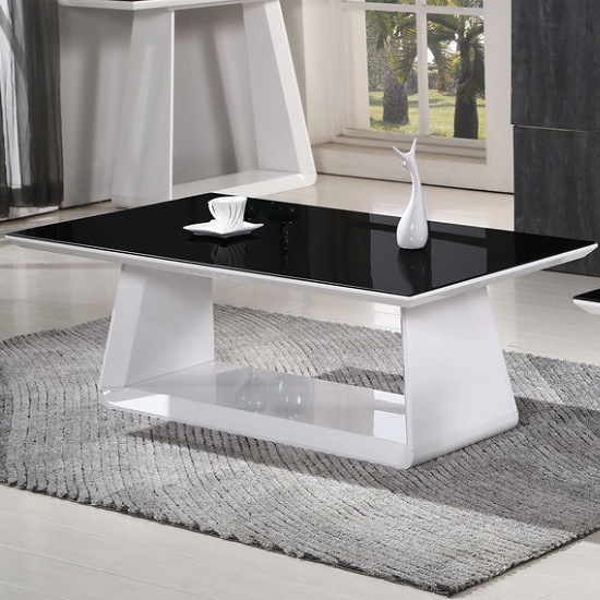 Read more about Azurro glass coffee table in black and high gloss white