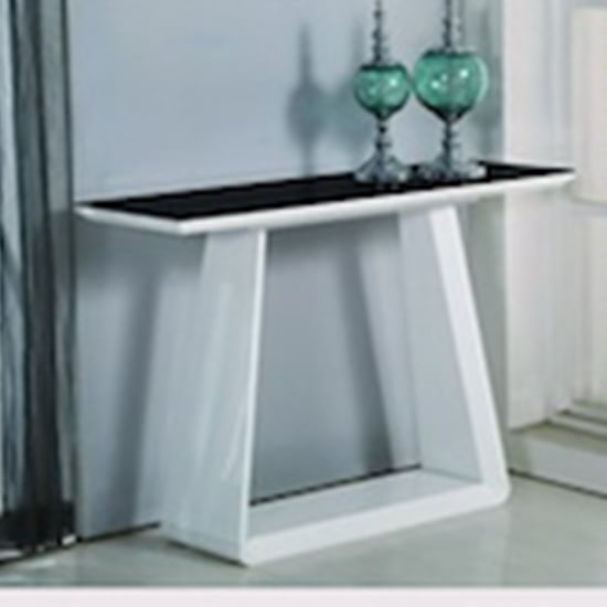 Azurro Glass Console Table In Black And High Gloss White