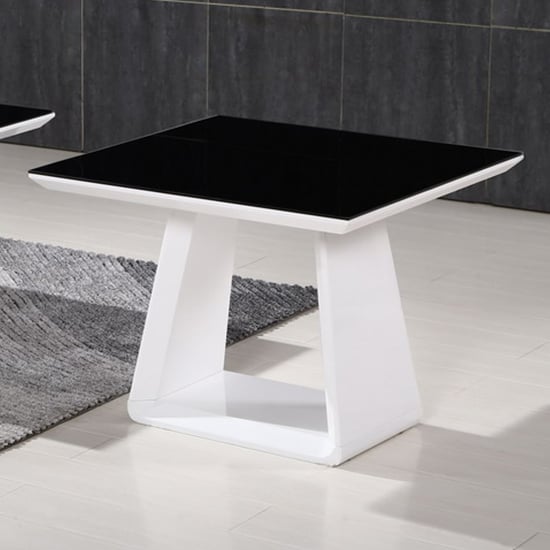 Azurro Glass Lamp Table In Black And High Gloss White